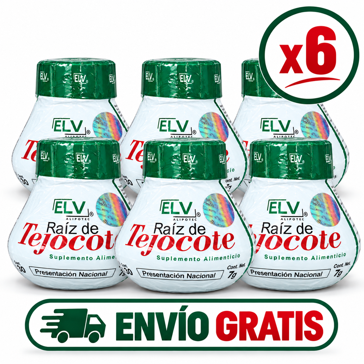 Paquete de 6 frascos de raíz de tejocote ELV, envío gratis